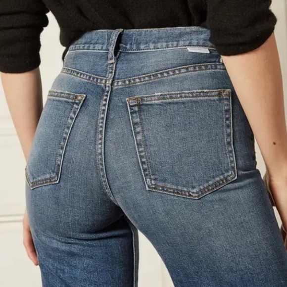 Boyish The Mikey High Rise Wide Leg Jeans Raw Hem Authentic Stretch Size 25 - Picture 2 of 12